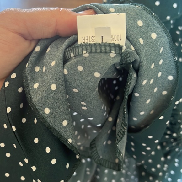 Polka Dot Forest Green Dress - Picture 6 of 9